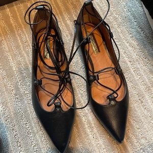 Halogen tie up leather flats 7